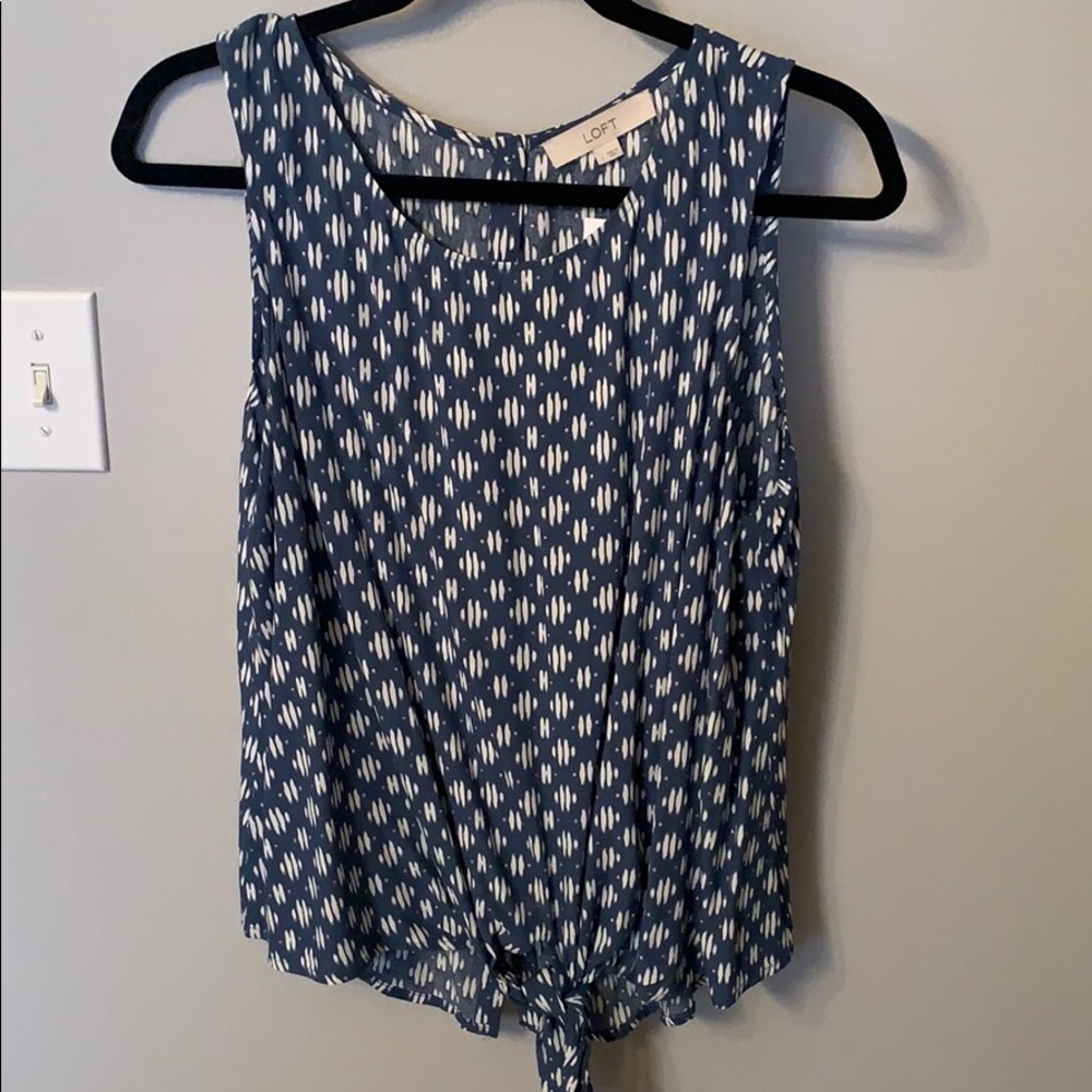 LOFT Ikat Tie Hem Button Back Top